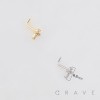 MULTI CZ CROSS CRUCIFIX  316L SURGICAL STEEL L-SHAPE NOSE BOX